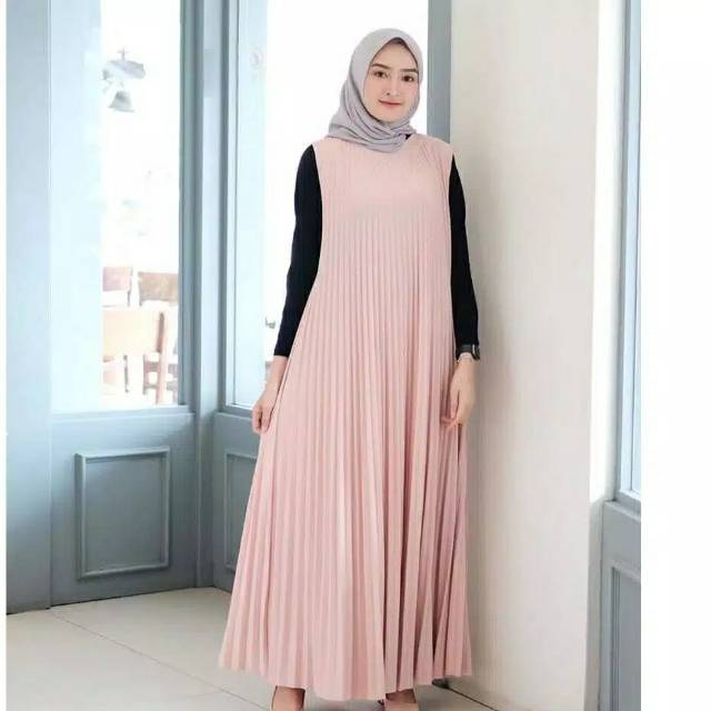 Overall plisket /long dress kutung plisket /yukensi plisket