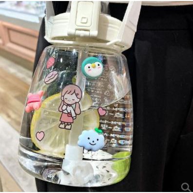 ☼ Botol Minum Anak Big Belly Children Cup Bottle + Sticker 1100ml H487 - Putih ۩