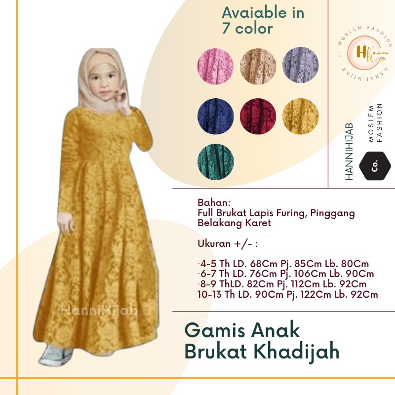 Gamis Anak Brukat gamis kondangan gamis pesta- Khadijah - hijau