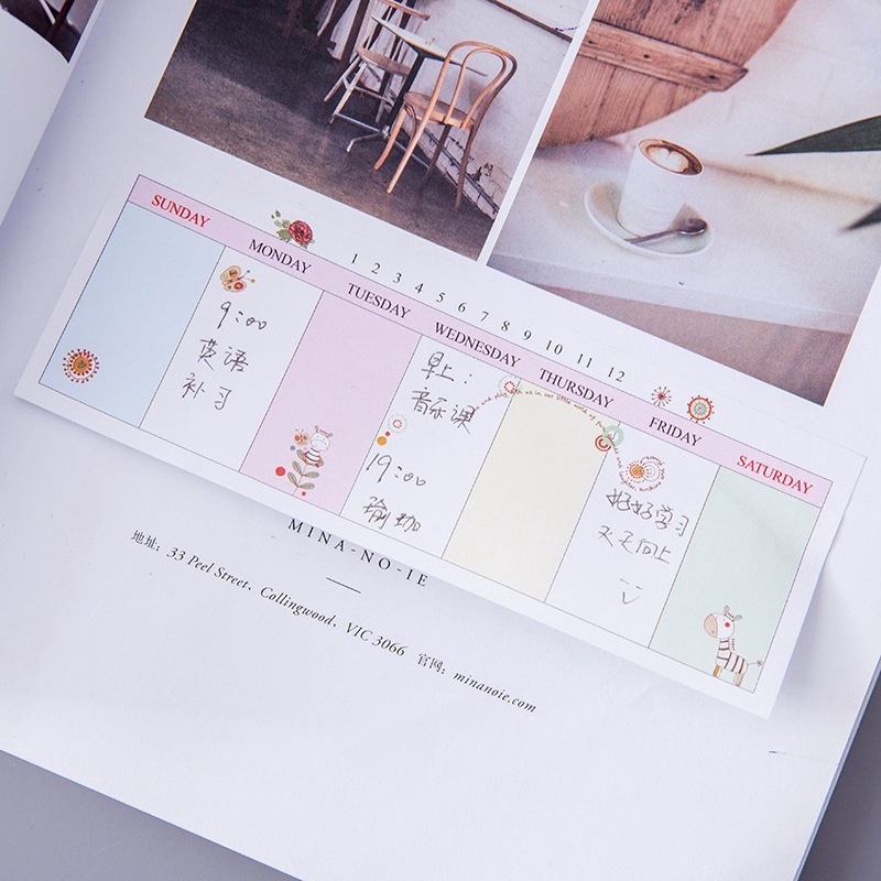 Study&amp;Work Weekly Plan List Grid Memo Pad Sticky Mini Notes Bookmark School Office Supply