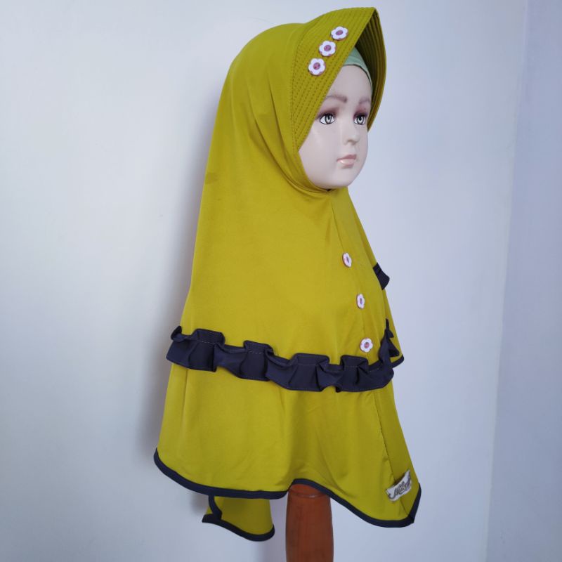 jilbab anak 4 5 6 7 8 tahun benik kancing lucu ( jilbab kancina )