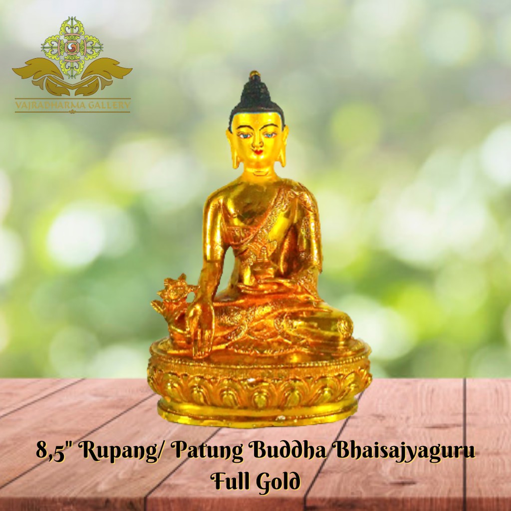 Patung/ Rupang/ Arca Buddha Bhaisajyaguru 8.5 Inch Full Gold