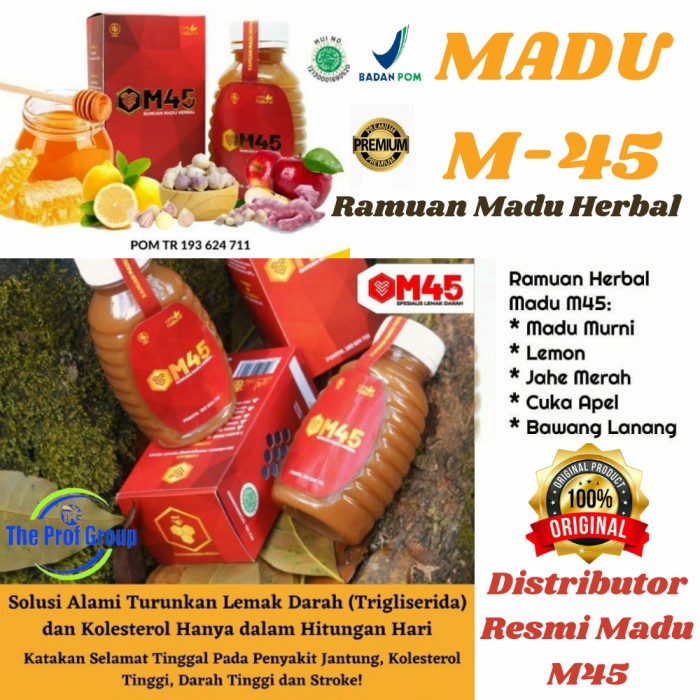 COD Ramuan Madu M45 - Madu Herbal M45 Spesialis Lemak Darah / Kolesterol