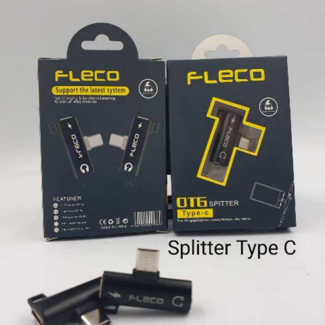 Splitter type c otg sambungan Headset Type C jack audio 3.5mm Splitter Usb C Original Fleco