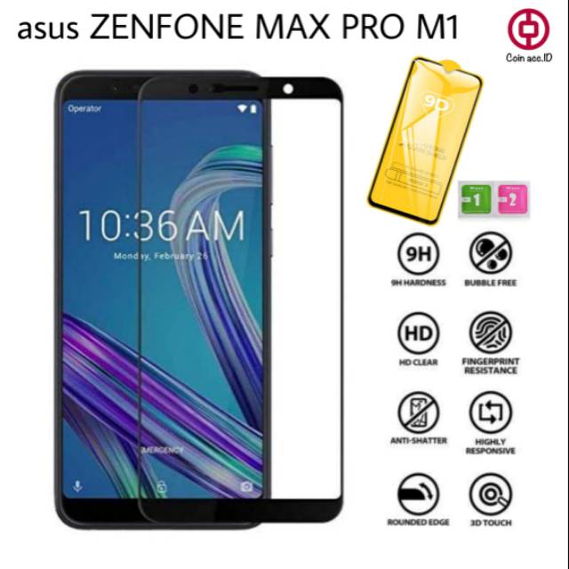 Tempered Glass full 9D ASUS ZENFONE MAX PRO M1 - temper glass asus max pro m1 full screen