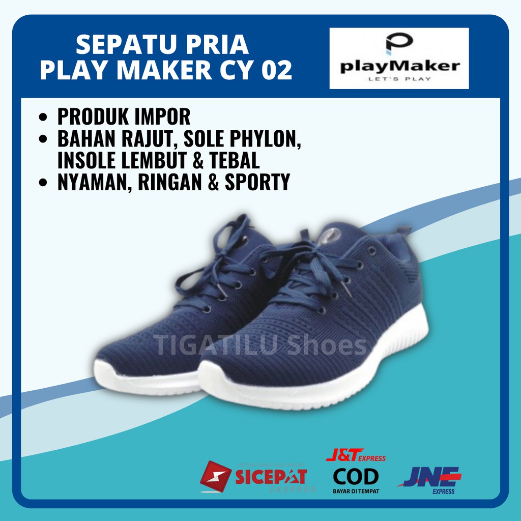 Sepatu Olah Raga Sneakers Snakers Snekers Pria Import Play Maker CY 02 Original Kasual Murah