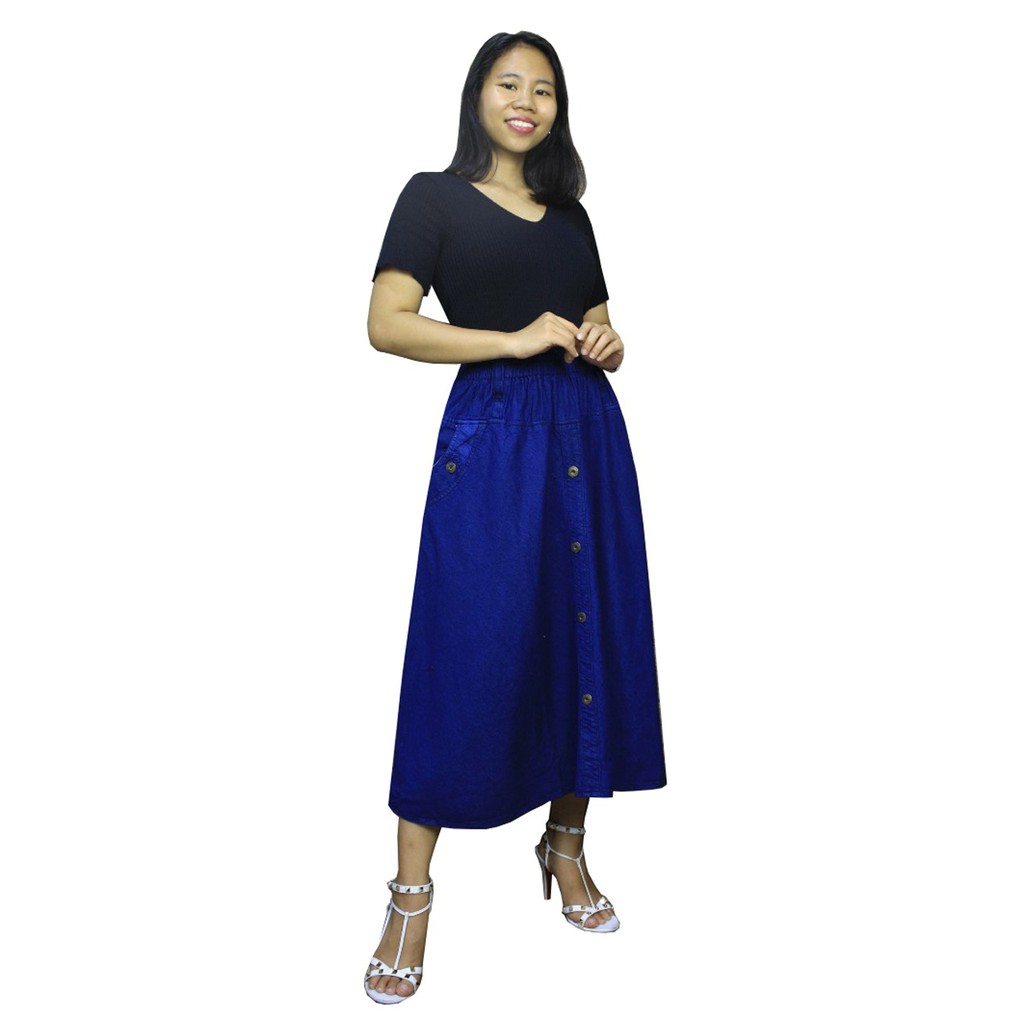 SB Collection Rok Payung Ulan Midi Jeans Jumbo Wanita