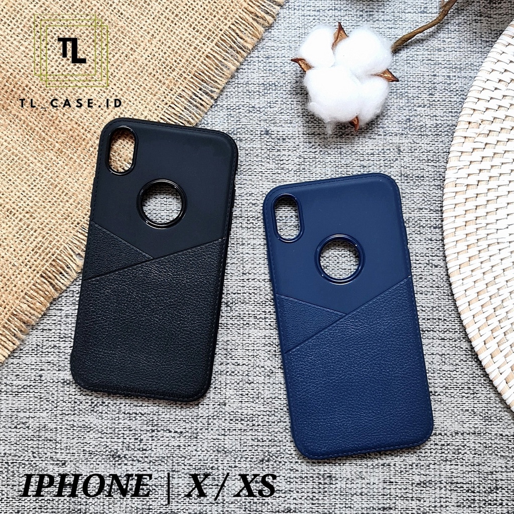 IPHONE X XS XR XS MAX | LEATHER Soft Case Black Patterns Business