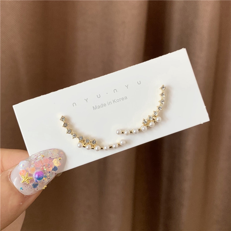 Hot Crystal Pearl Stud Earrings for Women Fashion Jewelry Silver Rhinestones Earrings Sexy Girl Jewelry