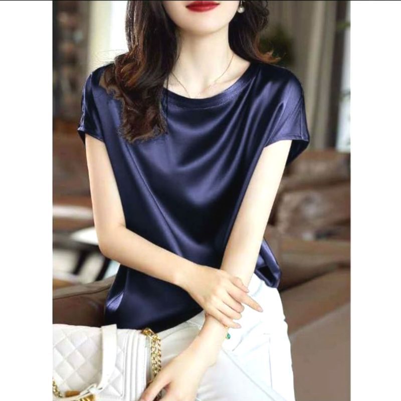 MDLV ~ 3930 Marshally Satin Batwing Top Women Batwing Top satin Premium Atasan Batwing Satin Atasan Satin Premium Atasan Satin Import Atasan Lengan Pendek Blouse Satin Blouse Premium Fashion Import