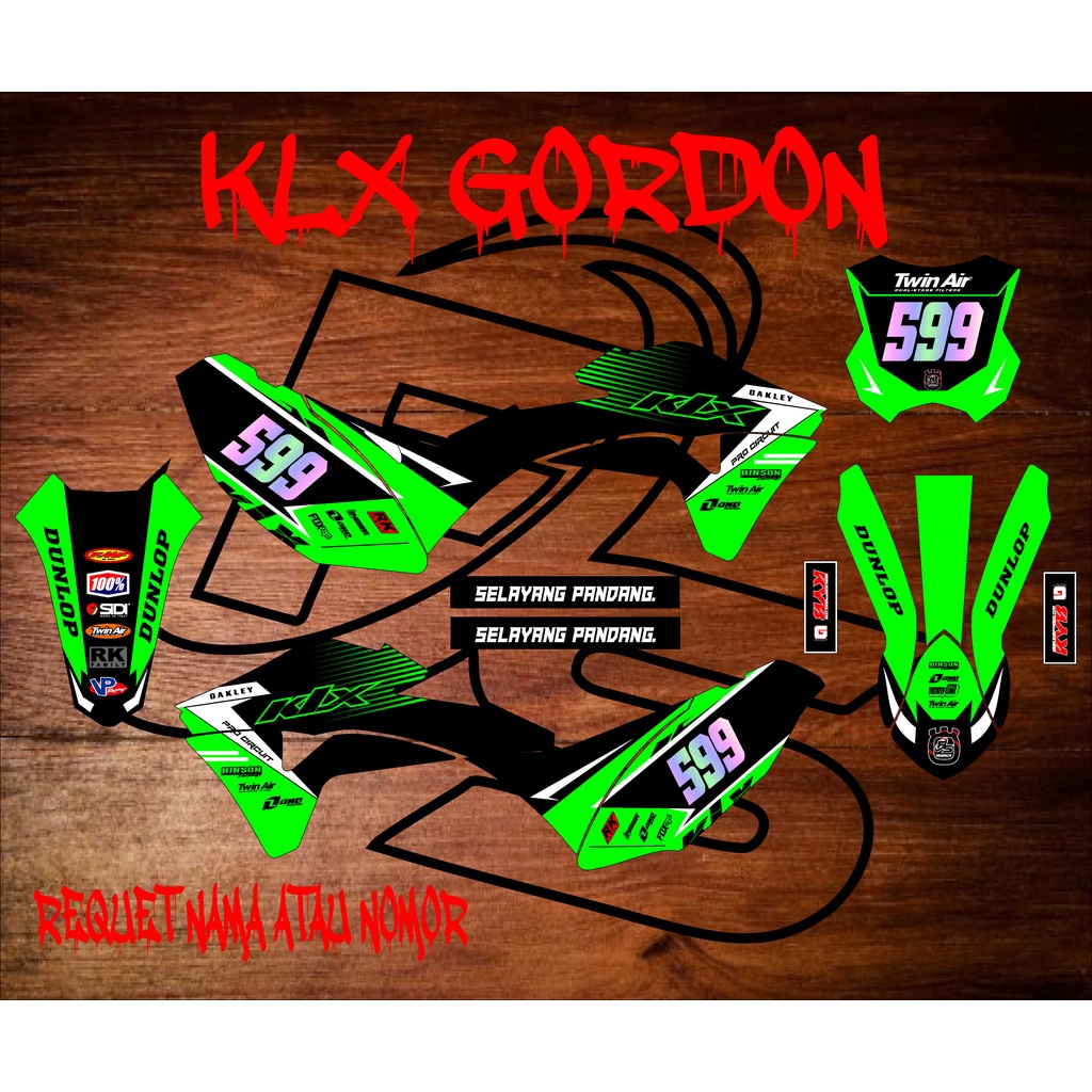 DECAL STIKER FULLBODY KLX GORDON KOMBINASI HOLOGRAM