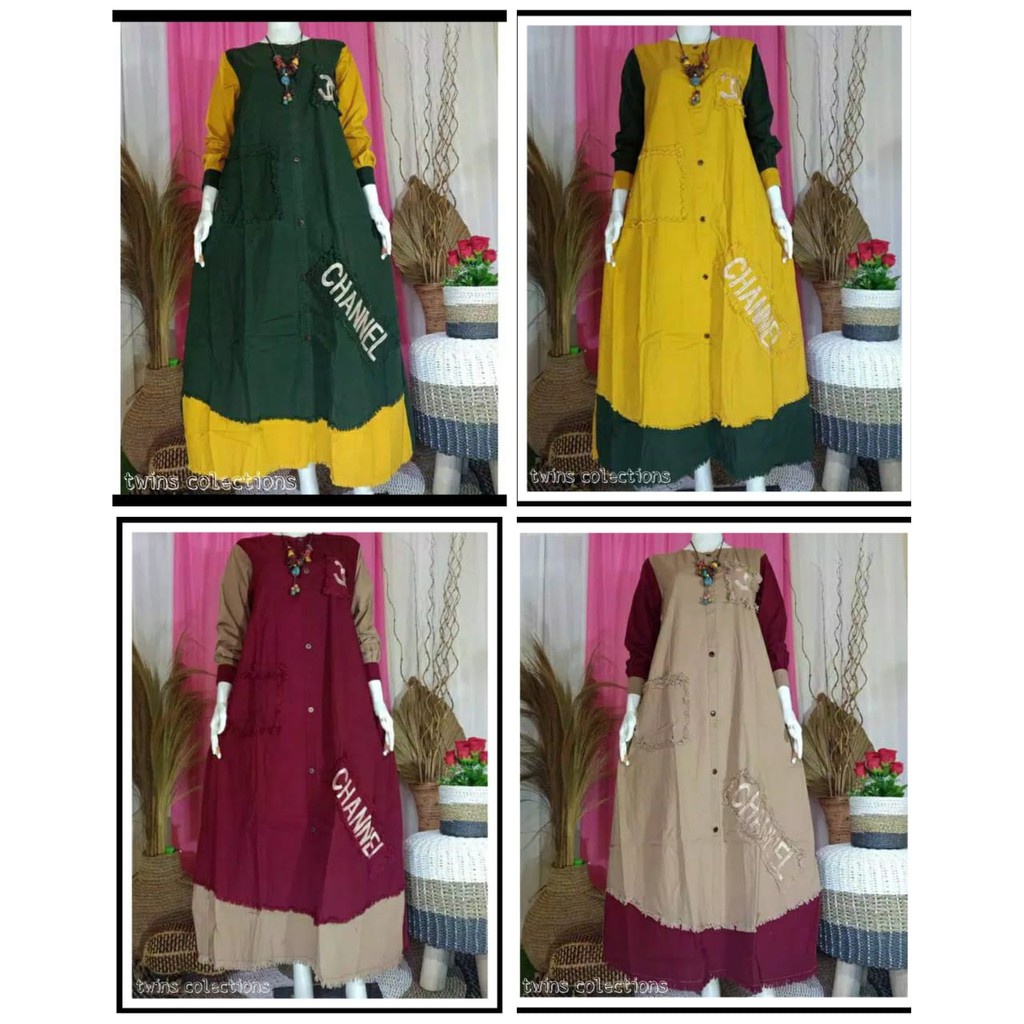 Gamis Wanita Model Ternaru Murah Gamis Katun Baby Canvas  Dress  Baju Muslim  Pakaian Wanita Model T