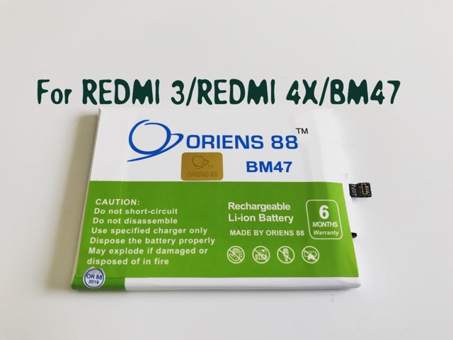 Baterai batre battery Xiaomi Redmi 3 / Redmi 4X BM47 double power/IC ORIENS88