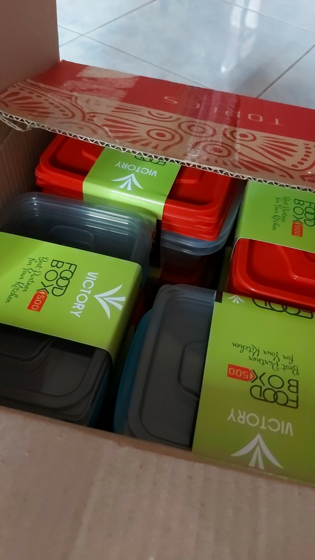 Kotak Makan Victory Food Box 500ml Clear 2 Set Lebih Hemat - Red