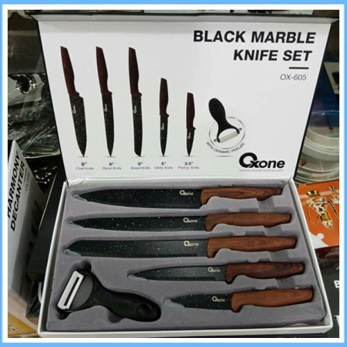 PISAU SET Oxone ox-605 Black Marble Knife set pisau set pisau dapur ox605 ORIGINAL