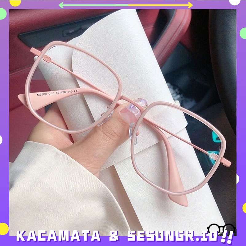 Kacamata Bingkai Persegi Fashion Berkualitas Tinggi Kacamata Anti-Radiasi Kaca mata Wanita Aksesoris Fashion  - An