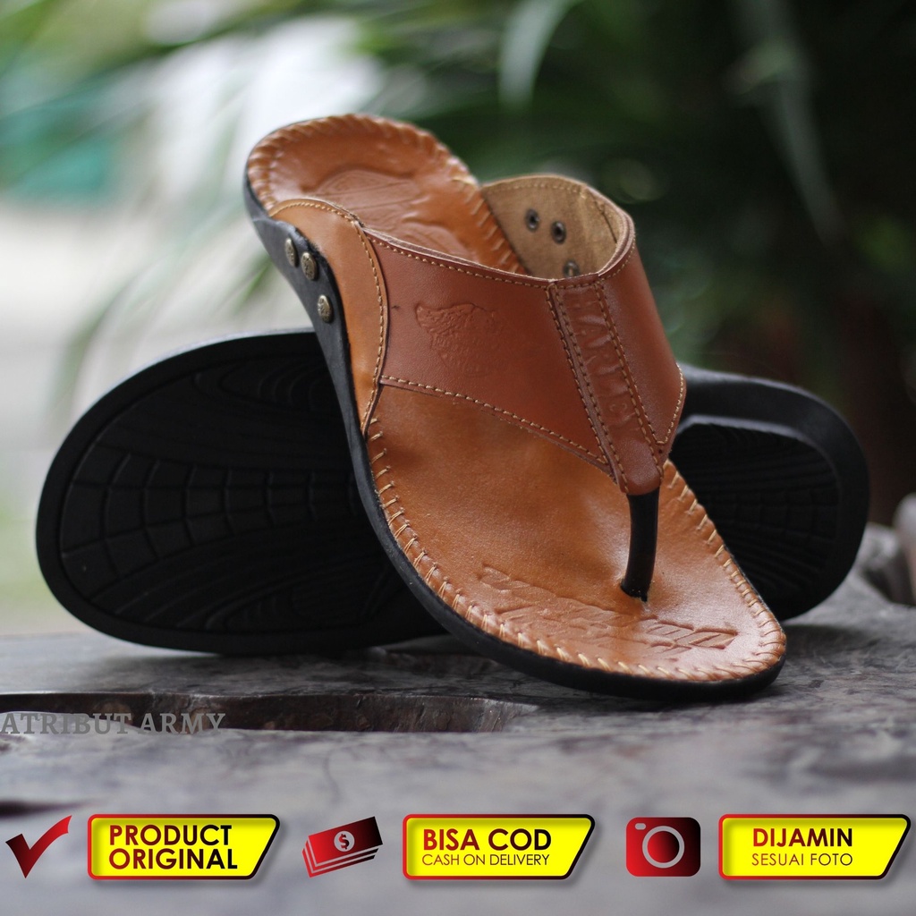 SANDAL KULIT HARLEY DAVIDSON FULL UP I SENDAL KULIT ASLI PRIA JAPIT CASUAL HERLEY / SENDAL JEPIT PRIA - SH01