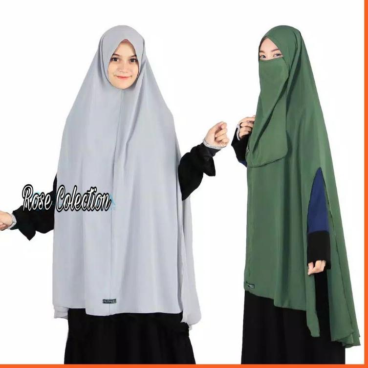 [KODE 06SP7] Set Khimar Syari Handsplit Non Pad Cadar Tali Wolfis Premium Alsyahra Exclusive