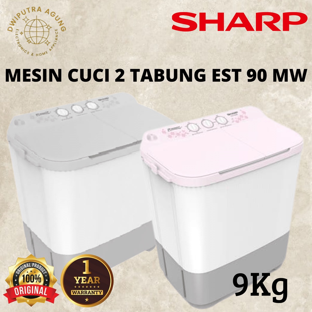 MESIN CUCI 2 TABUNG SHARP EST90MW / EST 90MW 8.5KG