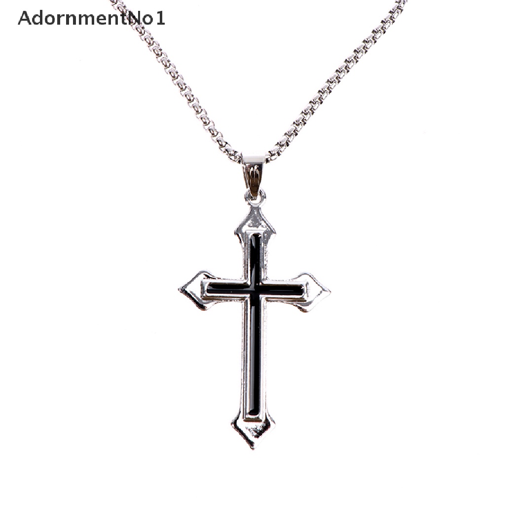 (AdornmentNo1) Kalung Rantai Titanium Steel Pendan Salib Yesus Gaya Hip Hop