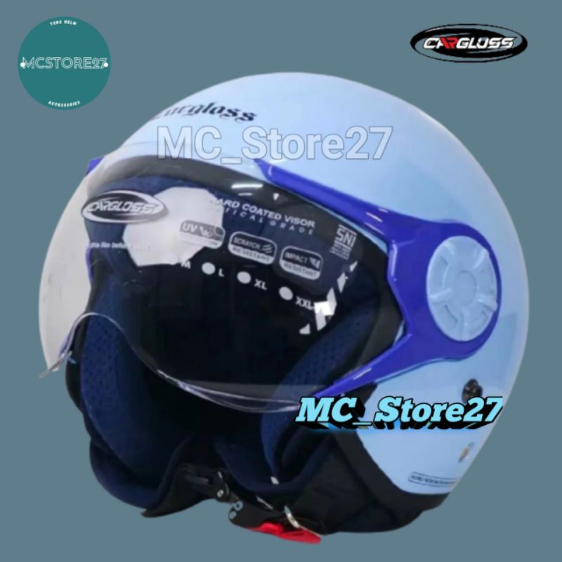 HELM CARGLOSS YRH ARMY LIGHT BLUE/BIRU|HELM RETRO|HELM HALF FACE|HELM HIJAB