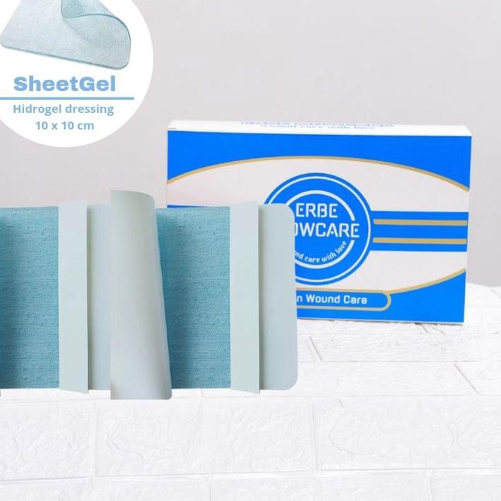 BestSeller SheetGel hidrogel dressing 10x10 cm erbemowcare ,luka bakar , hidrogel lembaran Urgotul ,