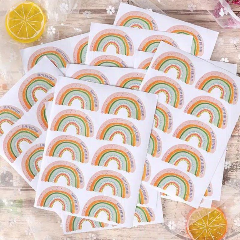 

( 1lembar10pcs )stiker diy thank you rainbow/sticker label perekat pelangi thank you