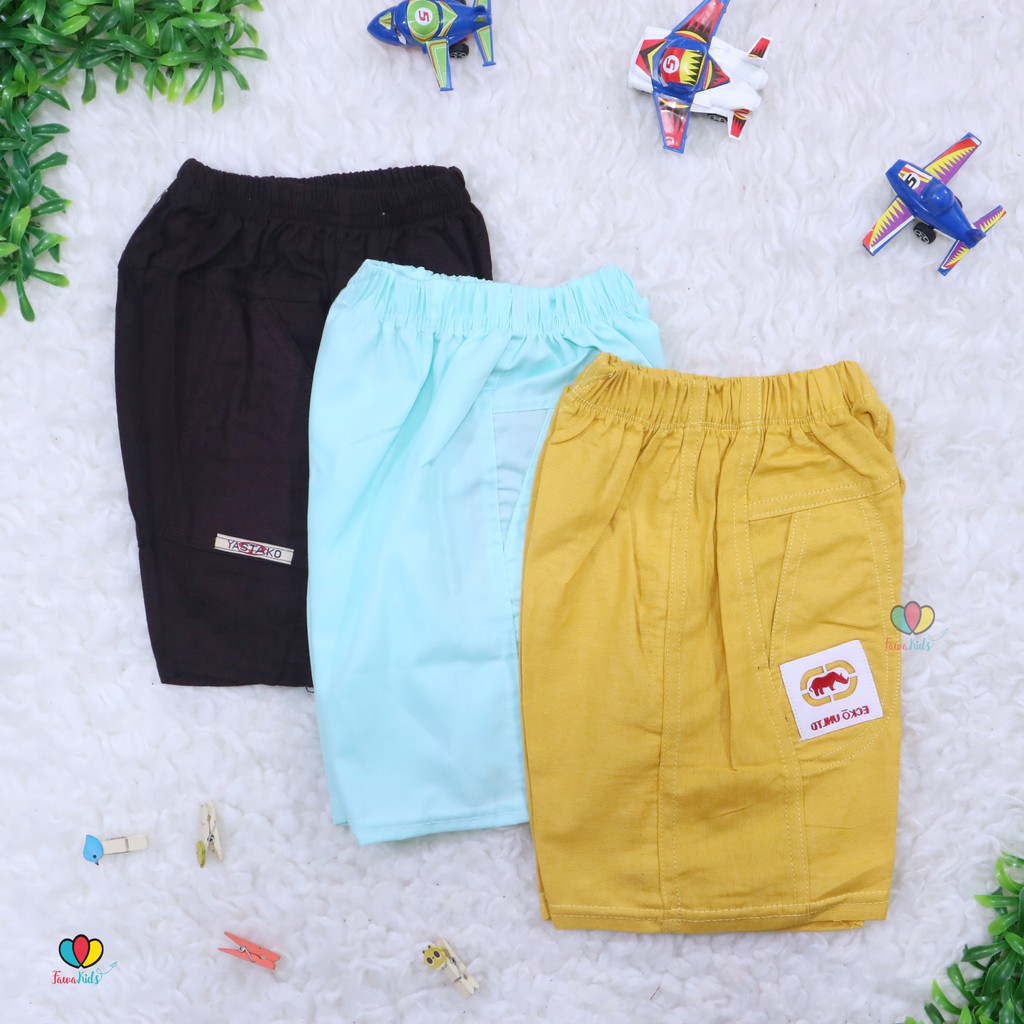 (BUY 1 GET 1) Celana Pendek Polos uk. 1-3 Tahun / Lexy Pants Anak Laki Balita Harian Murah Kantong