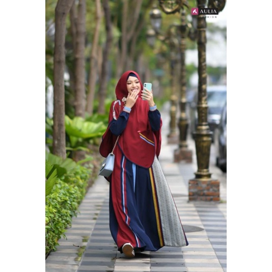 Set gamis syar'i Aulia fashion terbaru 2021 cocok unt remaja,dewasa,busui,hantaran termurah