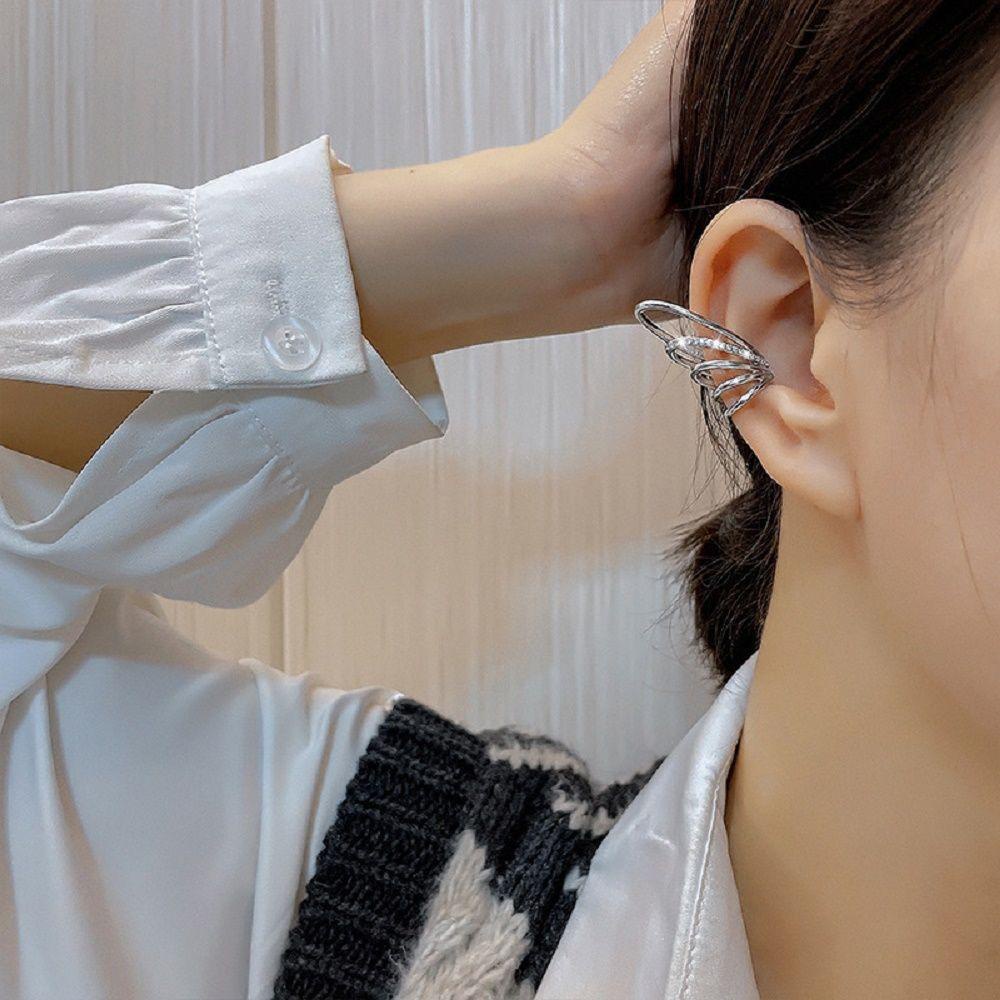 Needway Wanita Klip Telinga Trendi Manis Elegan Perhiasan Telinga Palsu Multi Layer Zirkon Klip On Earrings