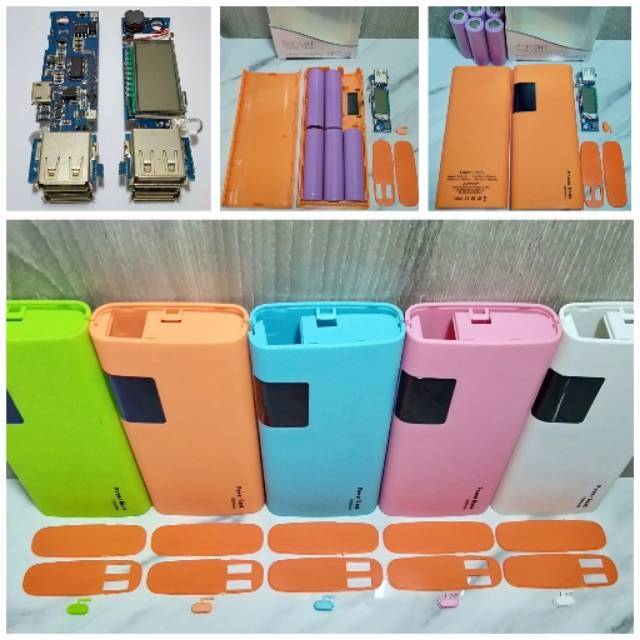 Case powerbank diy+modul lcd digital+baterai 18650+kabel data 20cm