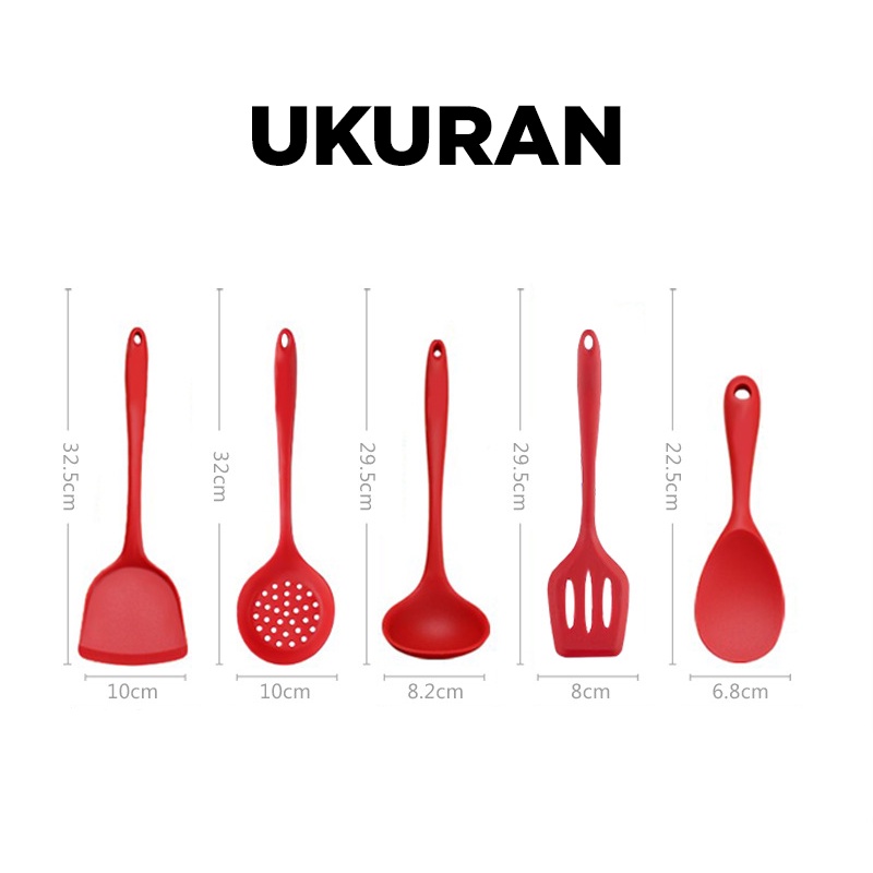 Spatula Set Alat Masak Sutil Scrap Kocokan Silicone/Silikon