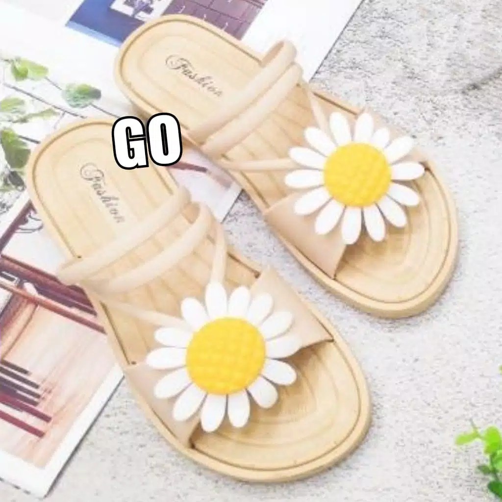 sogo Import TALI BAN V SUN FLOWER Sepatu Sandal Wanita Teplek Sepatu Sandal Cewek Flat Jelly