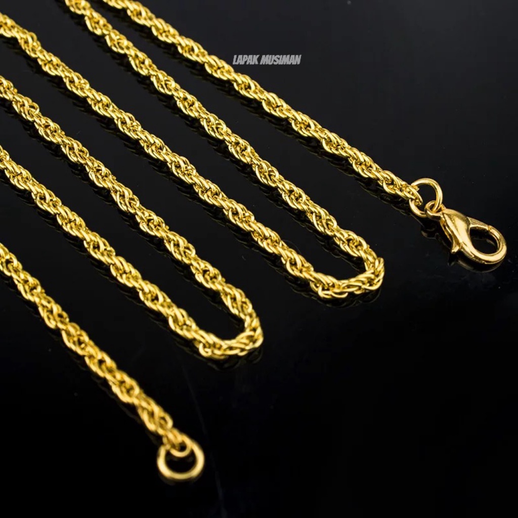 [Bayar di Tempat] KALUNG TITANIUM PRIA MODEL TAMBANG SILVER/GOLD