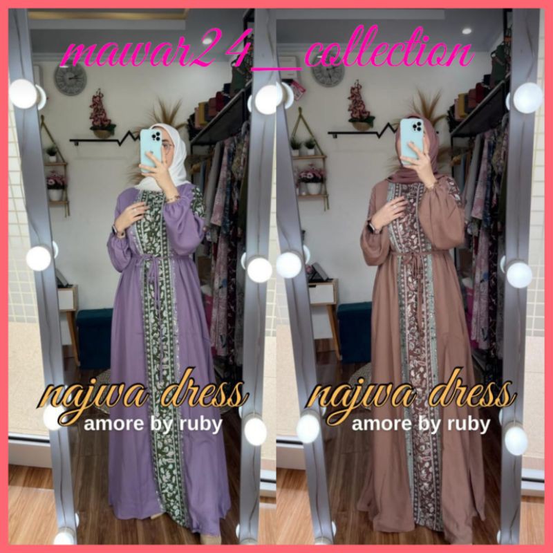 (COD) BAJU PAKAIAN FASHION WANITA CEWE DRESS GAMIS ABAYA NAJWA DRESS AMORE BY RUBY ORIGINAL TERBARU