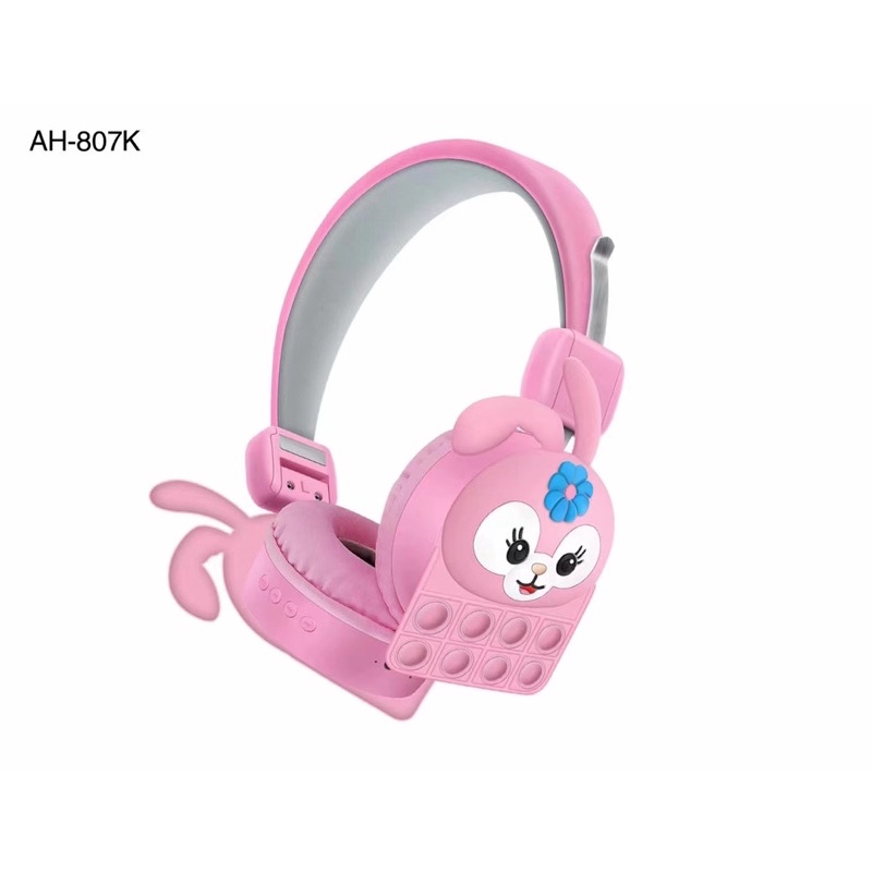 [ AH-806 / 807K ] HEADPHONE BANDO BLUETOOTH/WIRELESS KARAKTER HELLOKITTY / LILO STICH /KUMBANG BAHAN KARET TYPE AH-806