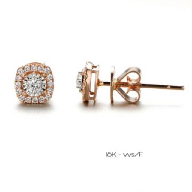 Tindik cushion / anting berlian/ rosegold/ berlian eropa