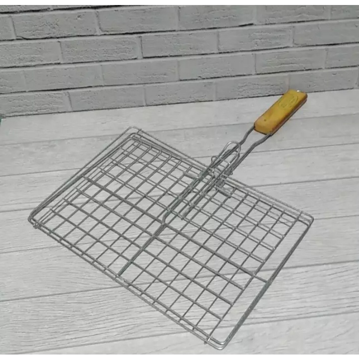 Panggangan Jepit Gagang Kayu / Penjepit ikan-Bakaran Sate / Bakaran Sosis / Pembakaran Sosis / Peman