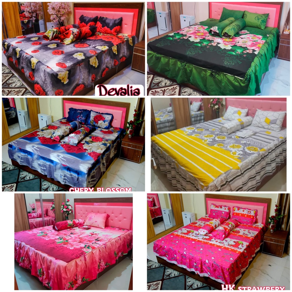 Sprei Rumbai motif bunga dan motif aesthetic uk 180 x 200