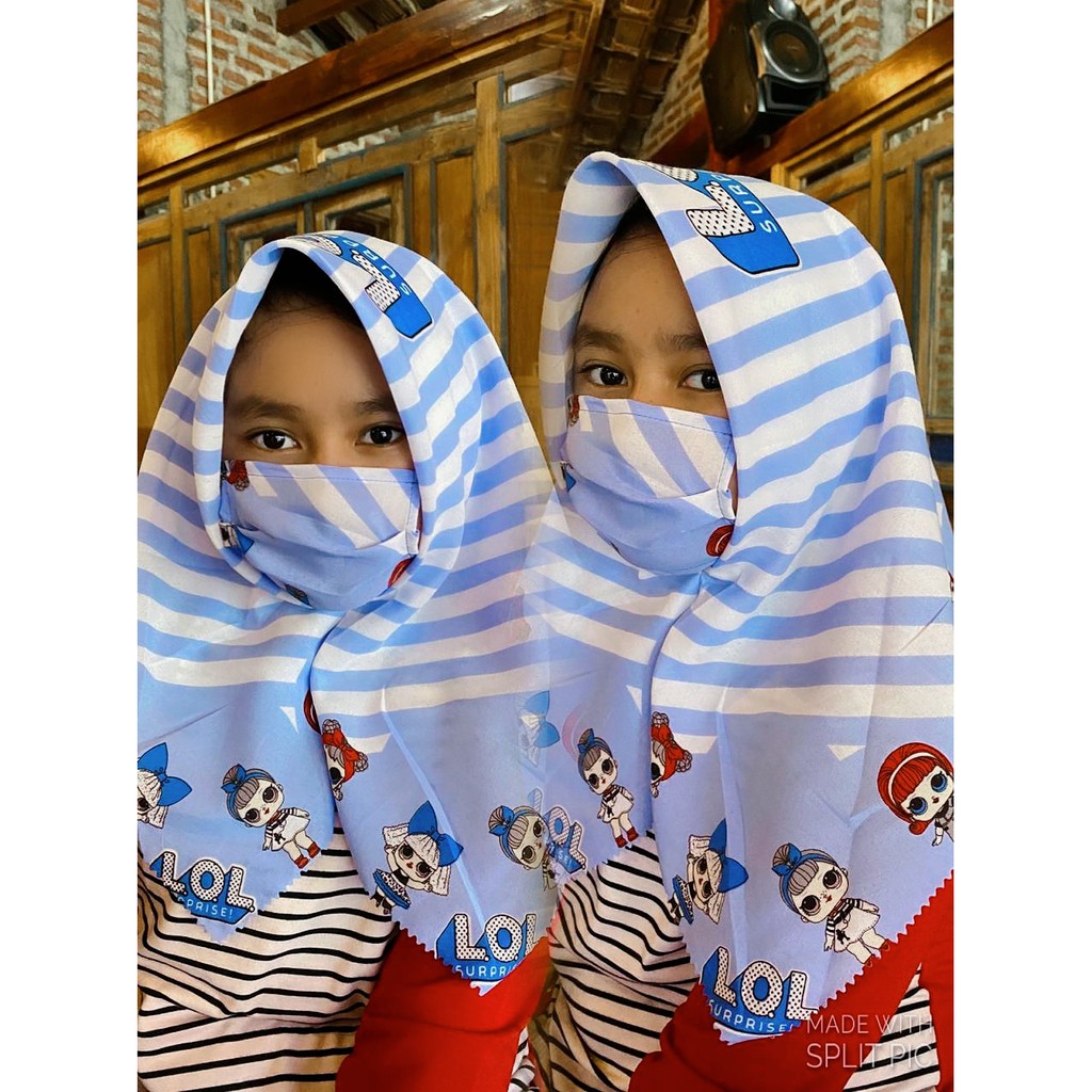 Jilbab Niqab Anak Motif Lucu, Motif Printing Hijab Voal