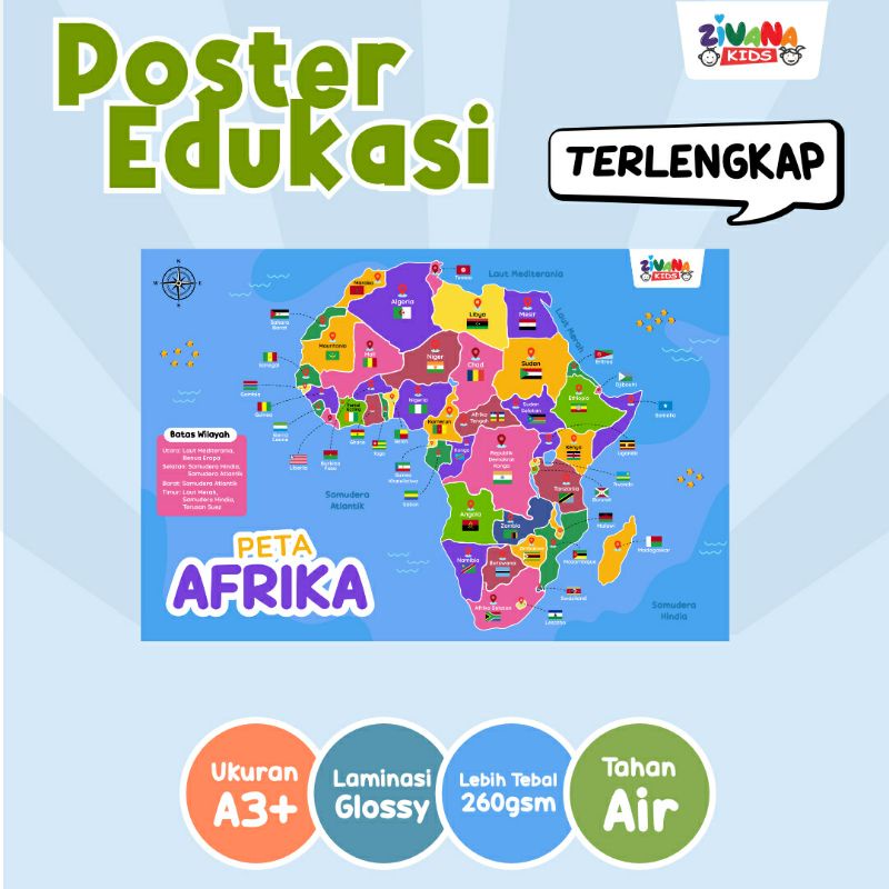 Zivana Kids - Poster Edukasi Anak Peta Afrika