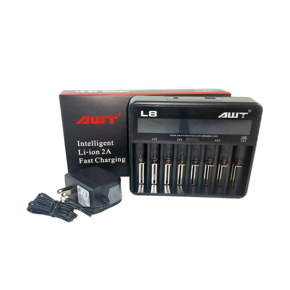 Promo  AWT L8 Charger 8 Slot Baterai Authentic  Diskon