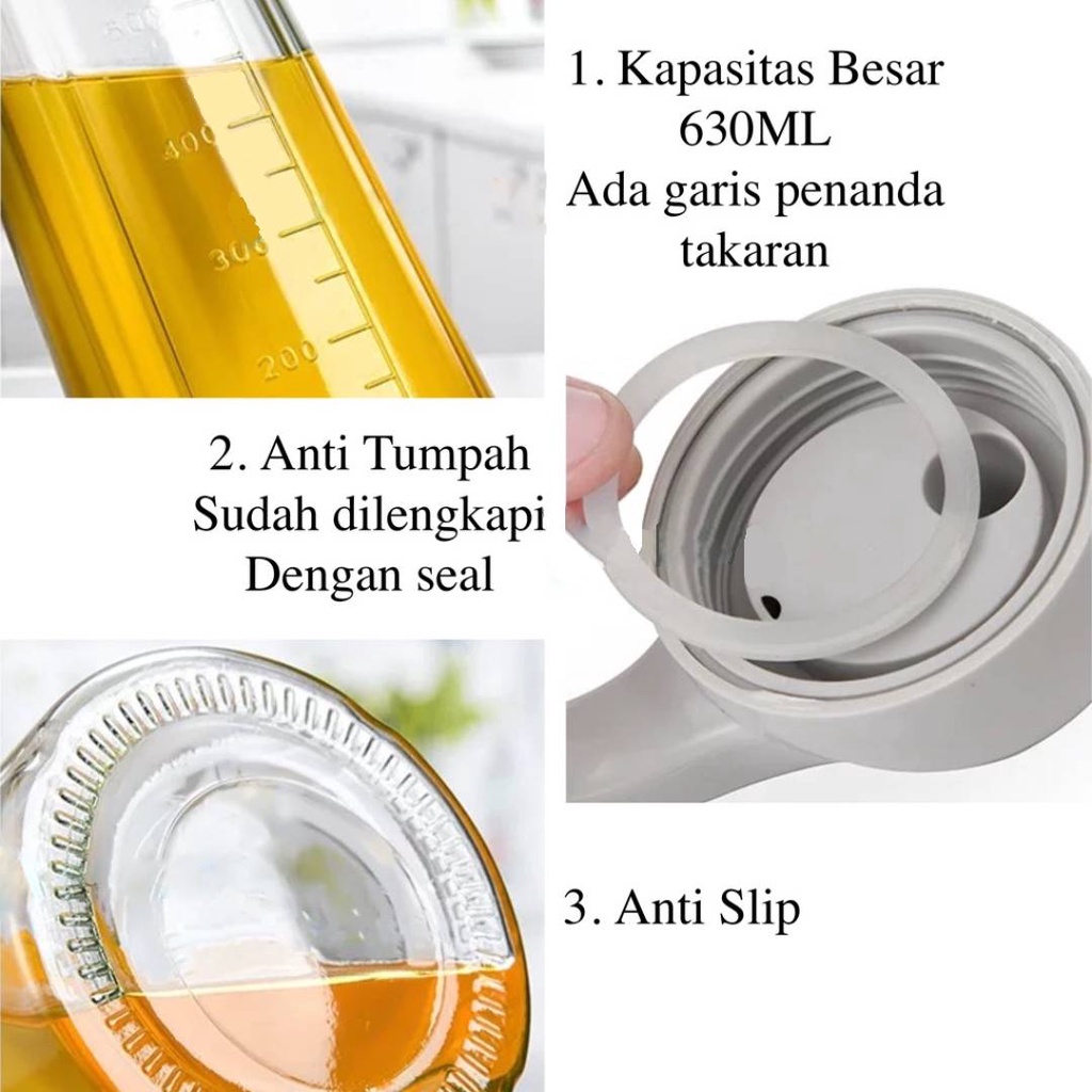 Botol Minyak Kaca Tempat Saos Kecap Anti Tumpah Oil Pot