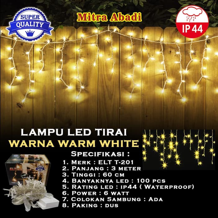 Lampu Natal Tirai LED Warm White