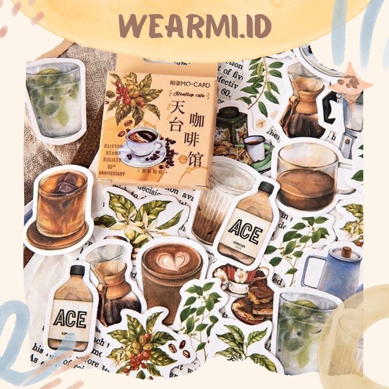 

45 Pcs Deco Sticker Planner DIY Scrapbook Stiker Dekor Kotak Colorfull Coffee