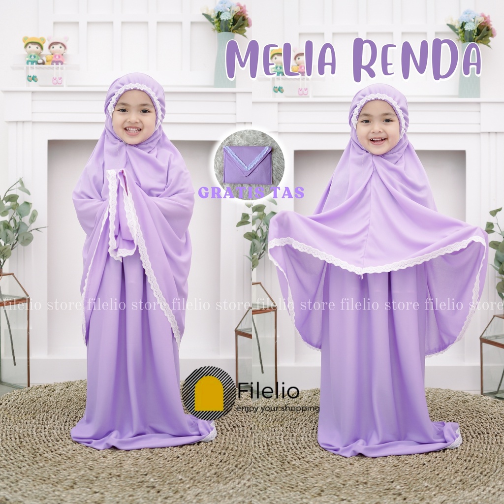 Mukenah Anak Melia Renda / Mukenah Anak Usia 5 - 8 Th / Mukena Anak Murah