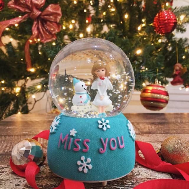 Kotak musik natal snowman bola salju musik snowball kado natal unik romantis