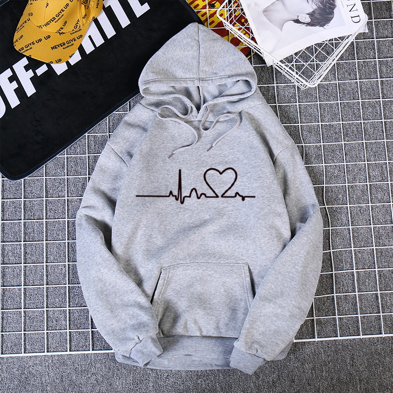 IvannaCollection Sweater Hoodie Wanita Love Statistik Bahan Fleece Premium Tebal