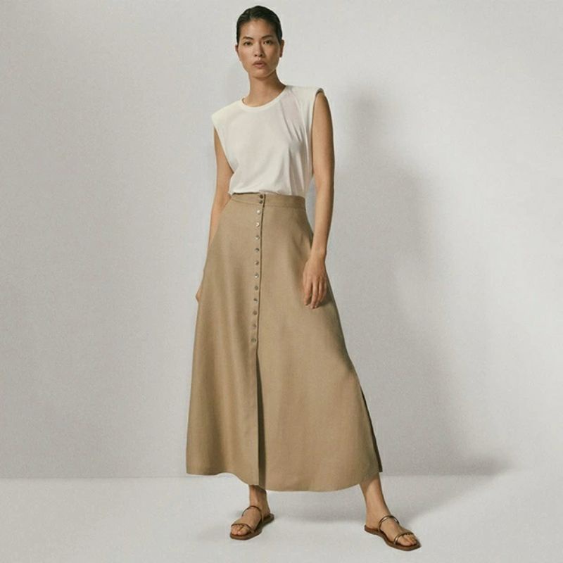 Rok Skirt Span / Rok Korea Bahan Linen Angel / rok terbaru / rok kancing / rok kancing span / rok ka