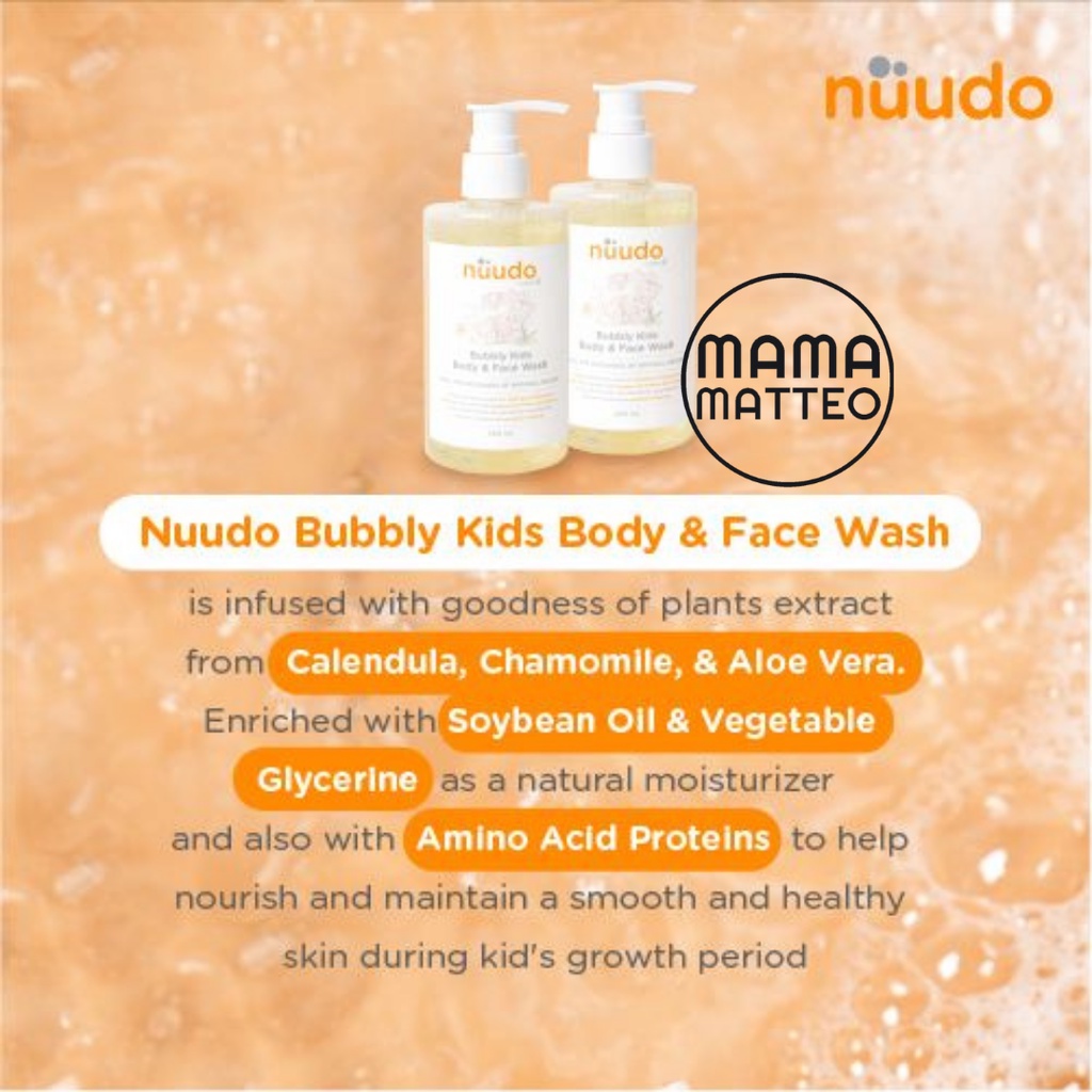 NUUDO Refill Size 475ml Gentle Baby Head to Toe Wash / Bubbly Kids Body &amp; Face Wash / Conditioning Kids Shampoo / Daily Moisturizing Body Lotion / BANDUNG